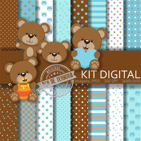 Kit Digital Ursinho Marrom E Azul Elo Produtos Especiais