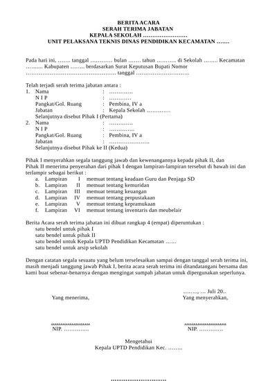 Detail Contoh Serah Terima Jabatan Koleksi Nomer 7