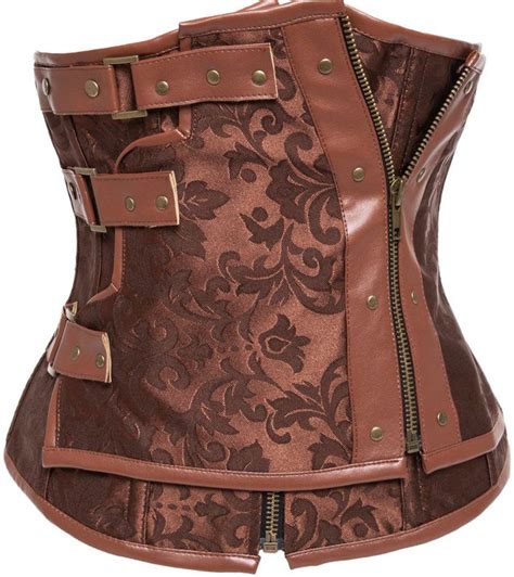 Serre taille marron à motif vintage avec cache zips et sangles