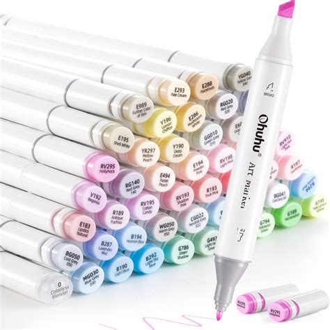 Ohuhu Pastel Markers Pale Color Alcohol Markers Double Tipped