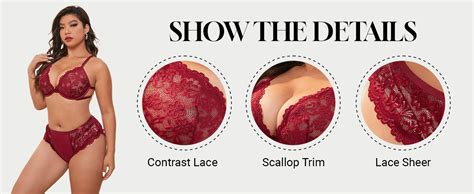 MakeMeChic Women S Plus Size Bra And Panty Sets Lace 2 Piece Lingerie Sets Black 1XL Amazon