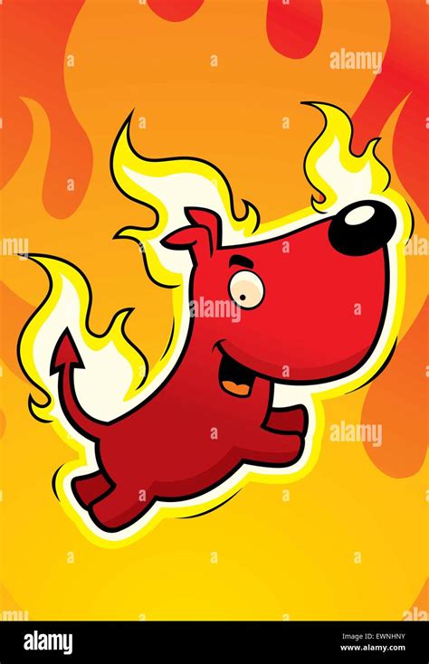 A Happy Cartoon Devil Dog Jumping And Smiling Stock Vector Image And Art