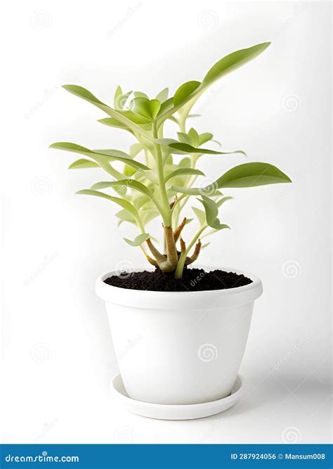 Green Plant In White Pot On White Background Ai Generated Stock