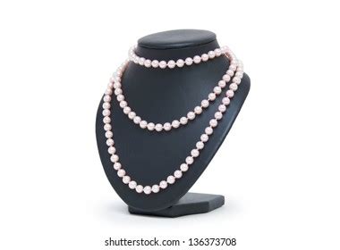 Pearl Necklace On Black Mannequin Isolated Stock Photo 246928351