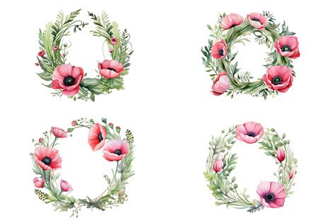 Poppy Wreaths By artsy-fartsy | TheHungryJPEG