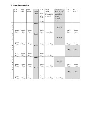 Fillable Online Sample Timetable Fax Email Print Pdffiller