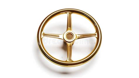 Golden Steering Wheel On A White Background Elegance In Simplicity Ideal For Conceptual