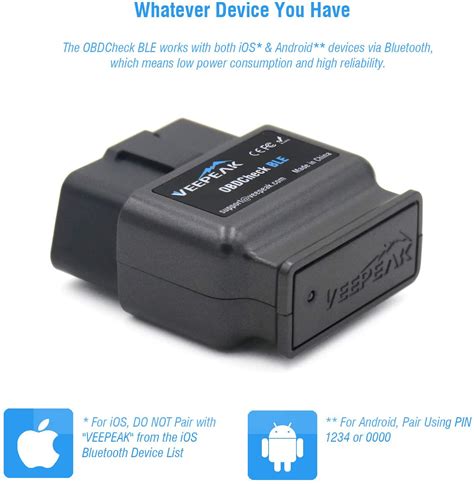 Veepeak Obdcheck Ble Obd Bluetooth Scanner Auto Obd Ii Diagnostic Scan