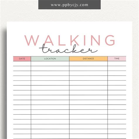 Walking Tracker Printable Template: Track Your Steps em 2024