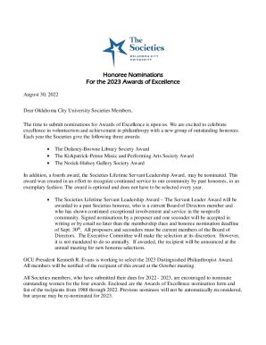 Fillable Online Honoree Nominations Fax Email Print Pdffiller