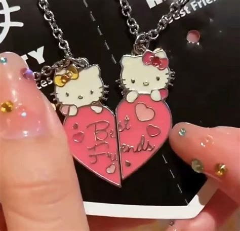 2pcs Matching Best Friend Hello Kitty Necklaces Bff Etsy