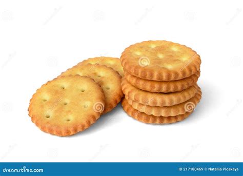 Galletas Saladas Aisladas Sobre Fondo Blanco Imagen De Archivo