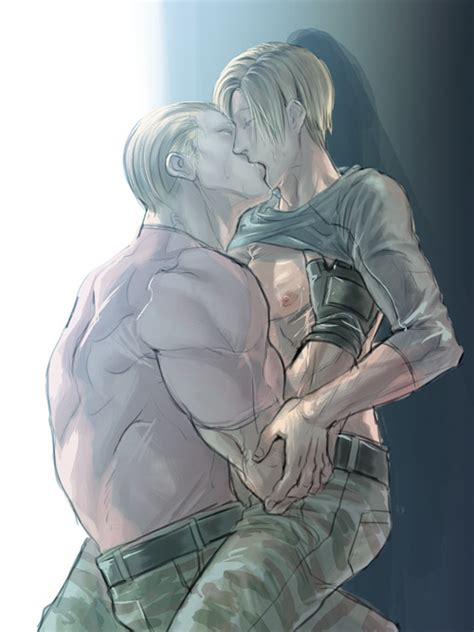 Rule 34 Capcom Gay Jack Krauser Kissing Leon Scott Kennedy Male Male Only Multiple Males