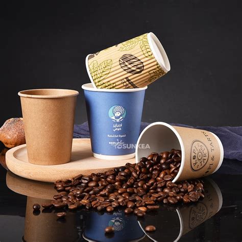 Sunkea Custom Logo Takeaway Food Packaging Paper Cups For Coffee China Disposable Cup And