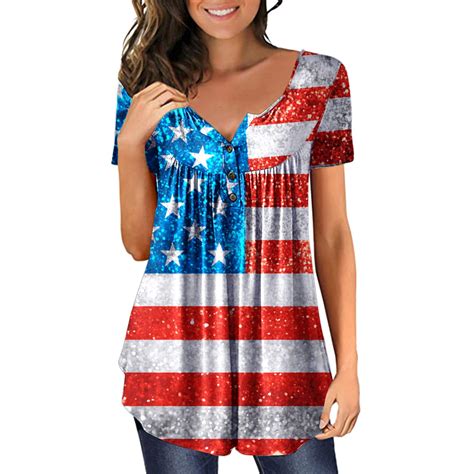 Pmuybhf Female July 4th Womens Blouses Plus Size Women Fashion