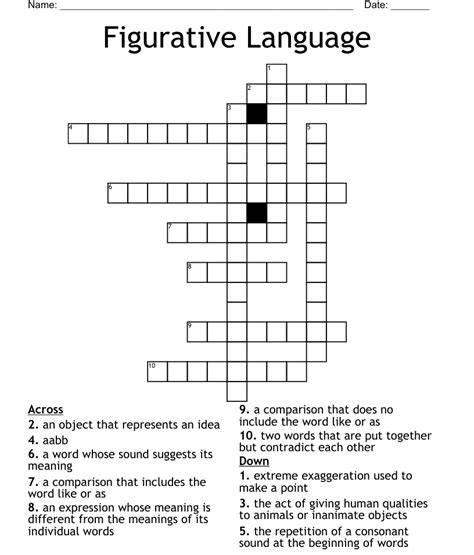 Figurative Language Crossword Wordmint