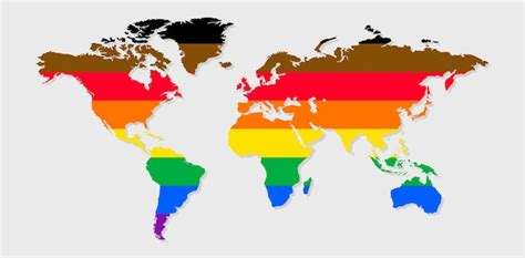 A bandeira do orgulho philly em forma de mapa do mundo bandeira de gay transgênero bissexual