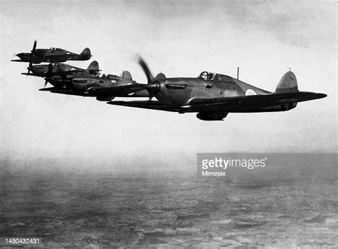 Six Raf Early Hawker Hurricane Mk1 Fighter Aircraft With Two Blade