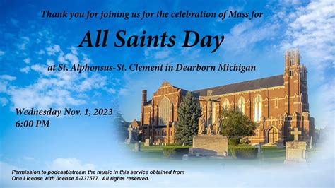 Mass All Saints Day November 1 2023 6 00 PM YouTube