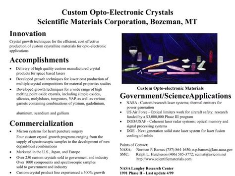 Ppt Custom Opto Electronic Crystals Scientific Materials Corporation