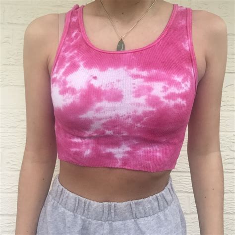 Pink Y2k Tie Dye Raw Hem Cropped Tank Top Tagged A Depop Tank Top