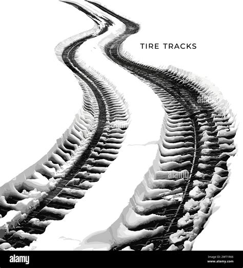 Tire Tracks Vector Illustration Isolated On White Background Snow