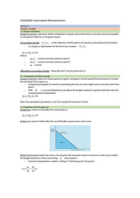 Ecos2001 Intermediate Microeconomics 1ECOS2001 Intermediate