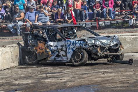 Wrecked Car After Demolition Derby Editorial Image Image Of Auto