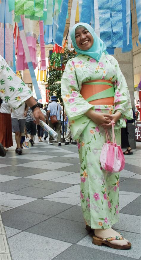 Sendai Tanabata Festival Japan Yukata And Hijab In Japanese Summer