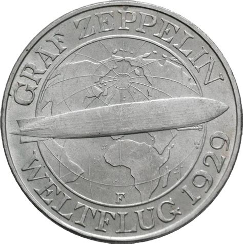 Weimar Reichsmark F Weltflug Graf Zeppelin In St J