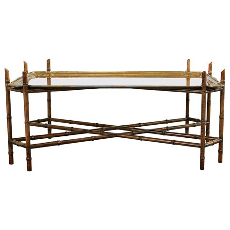 Baker Brass And Faux Bamboo Hollywood Regency Cocktail Table For Sale At 1stdibs Hollywood