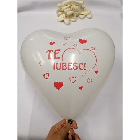 Set Baloane Latex Inima Alba Personalizat Te Iubesc Cm Emag Ro