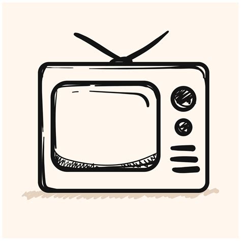 television doodle icon vector hand drawing, Television icon in doodle ...