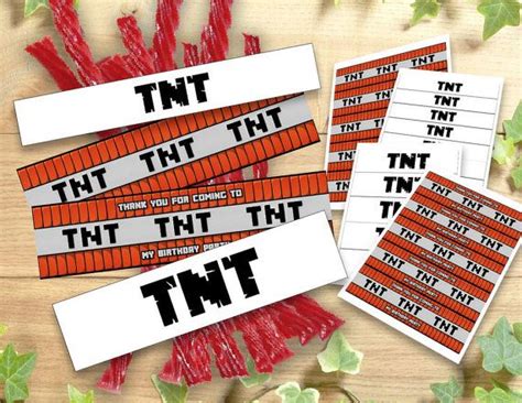 Mine Themed Tnt Labels Wraps Birthday Party Printable Wrappers