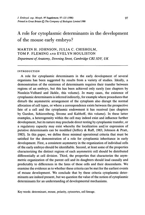 (PDF) A role for cytoplasmic determinants in the development of the ...