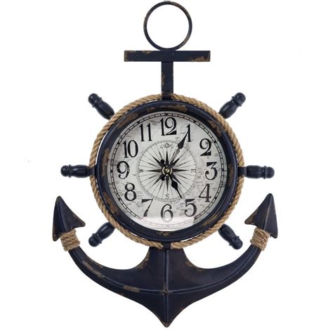 Metal Anchor Wall Clock Clock Anchor Decor Nautical Clocks