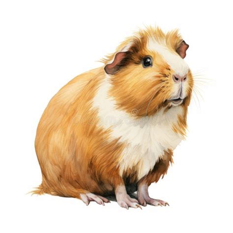 Bold Watercolor Guinea Pig On White Background AI Generated Stock