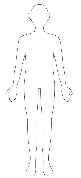 Outline Gender Neutral Human Body Front View Illustration Black And White Silhouette Health And