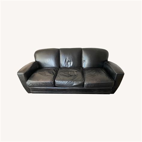 Black Leather Executive Office Couch - AptDeco