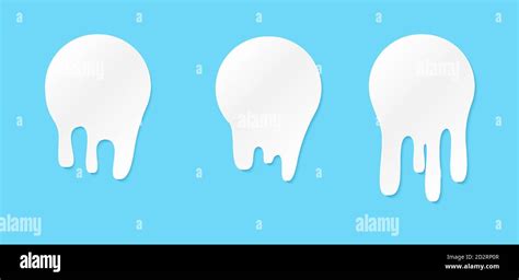 Melt Drip Stickers Or Circle Milk Labels Vector Liquid Drops Icons For