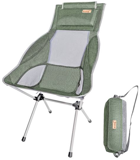 Nicec Ultralight High Back Folding Camping Chair With Headrest