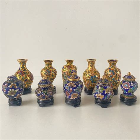 Handbemalte Chinesische Mini Cloisonne Vasen Emaille Catawiki