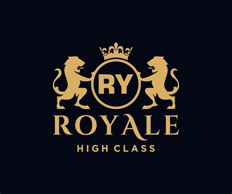 Golden Letter RY Template Logo Luxury Gold Letter With Crown Monogram