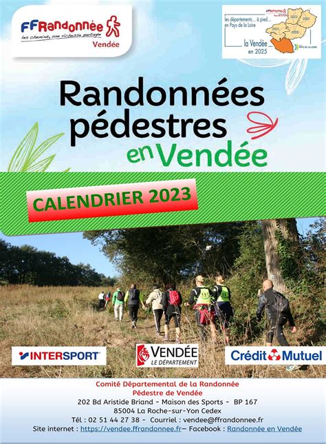 Calendrier 2023 des randonnées pédestres en Vendée culturemarche