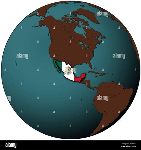 Mexico Flag On Map Of Earth Globe Stock Photo Alamy