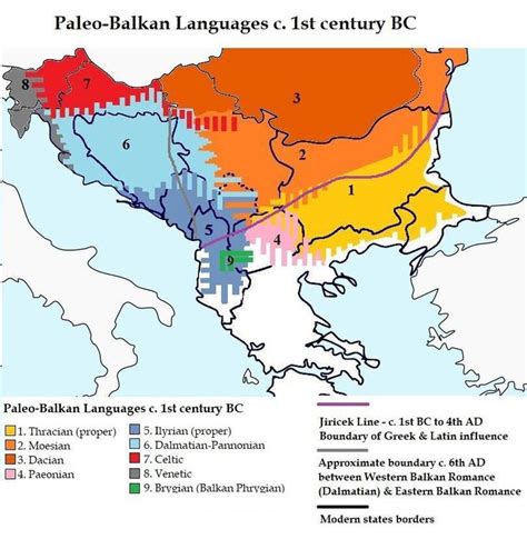 Linguistic Map of the Paleo-Balkan Languages, c. 1st century BC ...