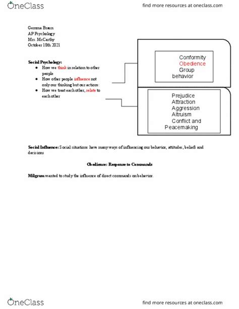 Psyc Lecture Notes Spring Lecture Social Influence