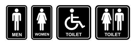 Toilet Sign Printable Public Signage Symbol Man Woman Wc Simple Black