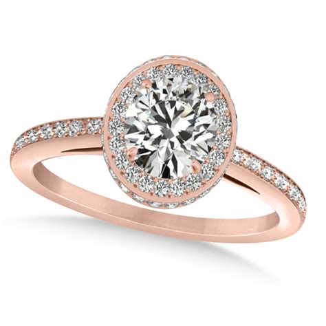 Oval Moissanite And Diamond Halo Engagement Ring 14k Rose Gold 1 71ct