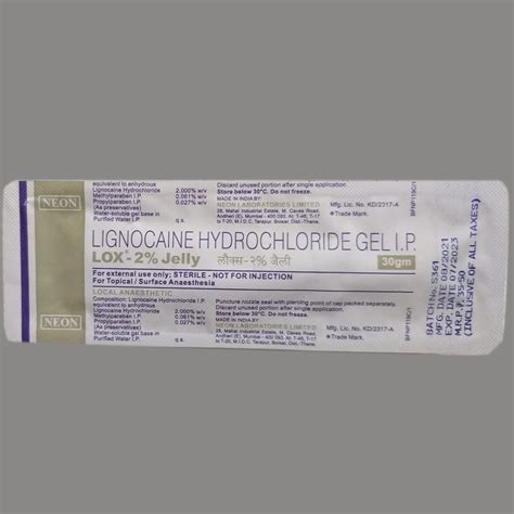 Lignocaine Hydrochloride Gel IP 30gm At Rs 62 Tube In Chennai ID